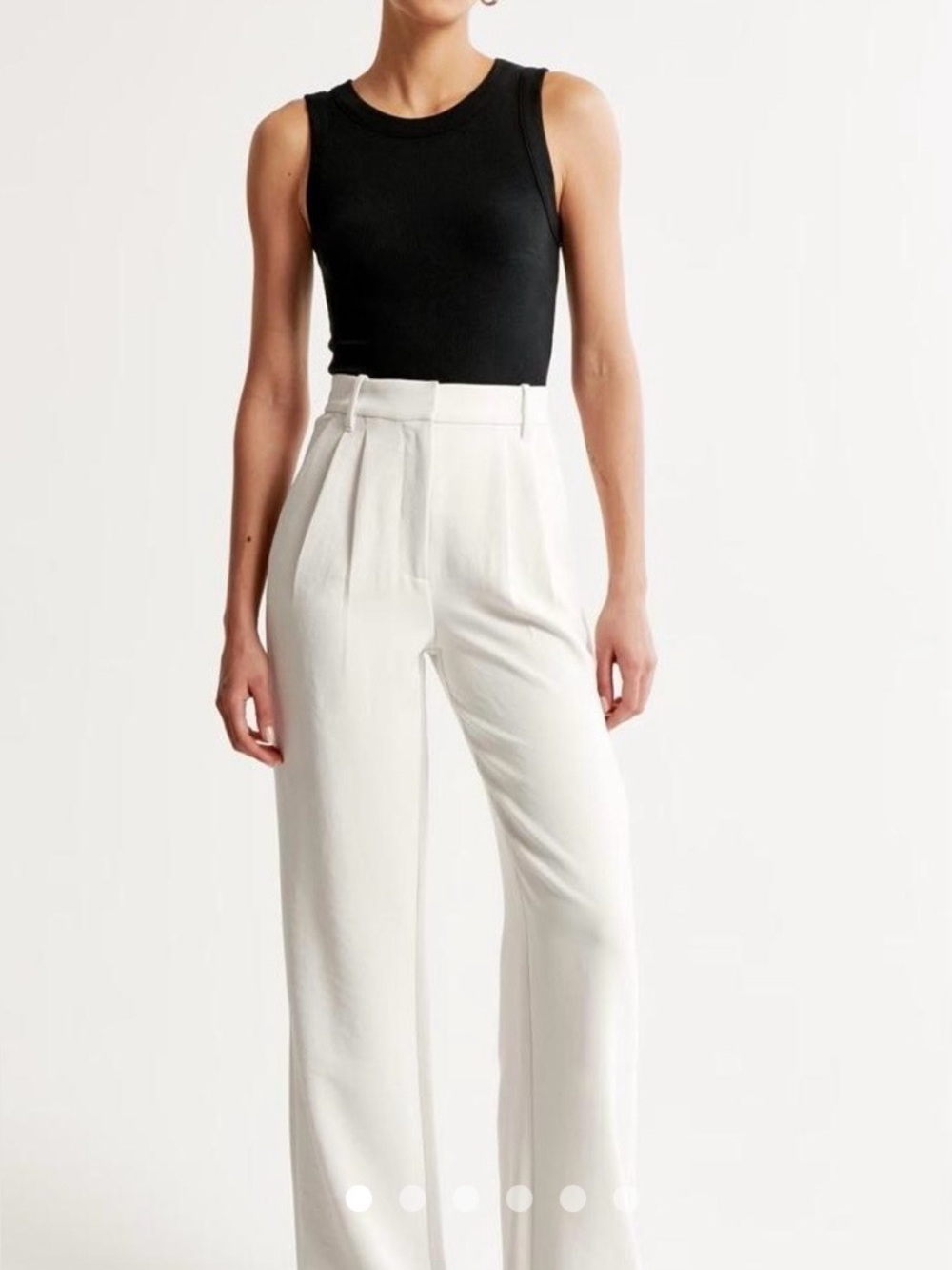 Abercrombie & Fitch “Long” Wide-Leg High-Rise Pants in White